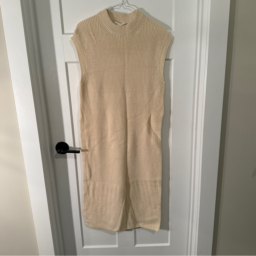 H&M Cream Sleeveless Sweater Midi Dress NWT